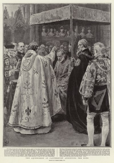 The Archbishop of Canterbury anointing the King by Frank Dadd